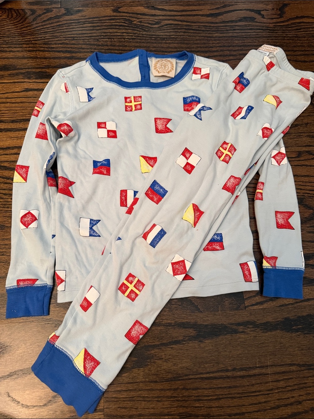 Children's Light Blue Nautical Flag Pajama Set